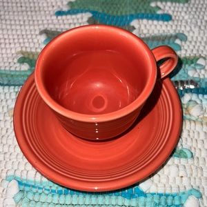 Fiestaware Coffee Cup Mug and Saucer Persimmon (intro 1989)